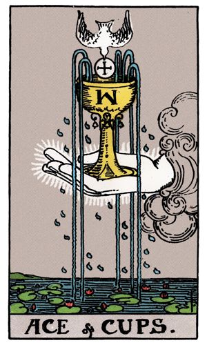 Ace of Cups tarot card, Rider-Waite-Smith deck