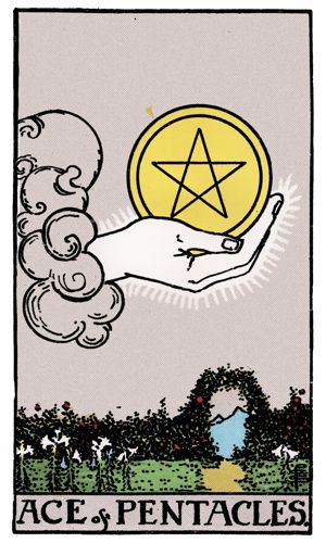 Ace of Pentacles tarot card, Rider-Waite-Smith deck
