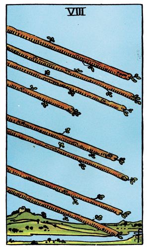 Eight of Wands tarot card, Rider-Waite-Smith deck