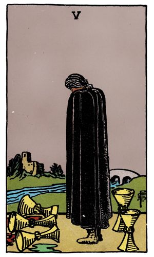 Five of Cups tarot card, Rider-Waite-Smith deck