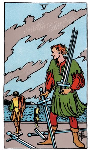 Five of Swords tarot card, Rider-Waite-Smith deck