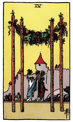 Four of Wands tarot card, Rider-Waite-Smith deck