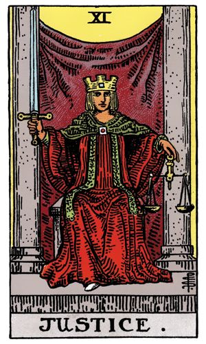 Justice tarot card, Rider-Waite-Smith deck