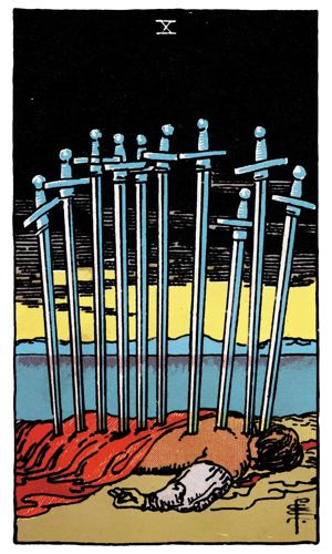 Ten of Swords tarot card, Rider-Waite-Smith deck