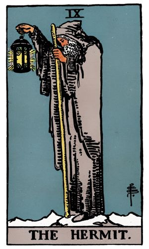 The Hermit tarot card, Rider-Waite-Smith deck