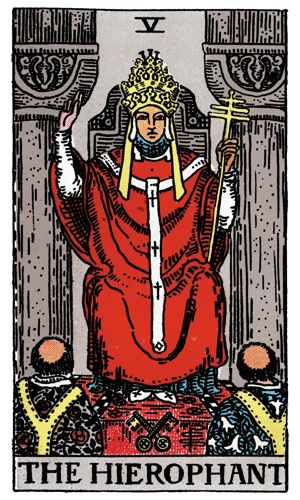 The Hierophant tarot card, Rider-Waite-Smith deck