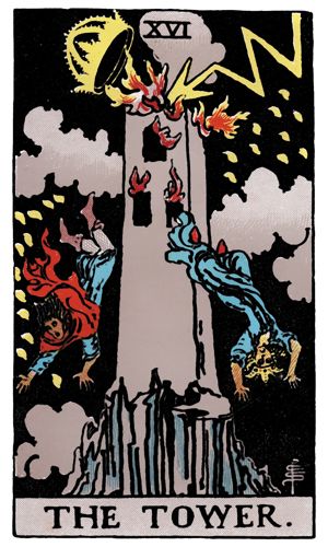 The Tower tarot card, Rider-Waite-Smith deck