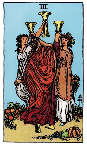 Three of Cups tarot card, Rider-Waite-Smith deck