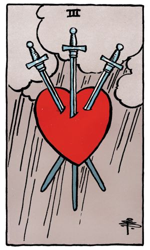 Three of Swords tarot card, Rider-Waite-Smith deck