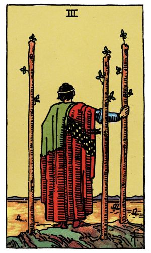 Three of Wands tarot card, Rider-Waite-Smith deck
