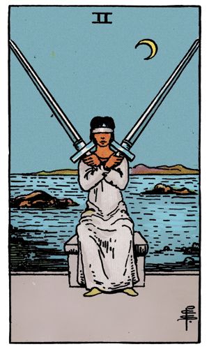 Two of Swords tarot card, Rider-Waite-Smith deck